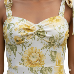 Robe d'été décontractée pour femme Unity Luxure, imprimé floral, sans manches, taille haute avec lacets, respirante et longue jusqu'au sol - Product Image 4