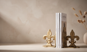 Porte-livres décoratifs en métal Fleur-de-Lys élégants, accessoires de bibliothèque, supports de livres ornementaux pour la maison, le bureau, la bibliothèque et le style vintage - Product Image 4