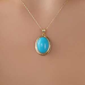 Collar de Plata de Ley 925 Chapado en Oro de 14K con Turquesa Howlite, Colgante de Piedra Azul, Joyería Fina Clásica y Elegante, Regalo de Compromiso - Product Image 1