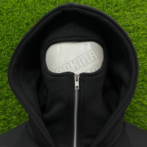 Sweat à capuche cagoule ninja zippé intégral pour homme de haute qualité, personnalisable OEM, unisexe, streetwear, 100% coton 450GSM - Product Image 4