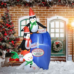 6ft Christmas Inflatables Outdoor Decorations North Pole <b>Mailbox</b> with Penguins Snowman Blow-Up Yard Christmas Decor L - Product Image 2