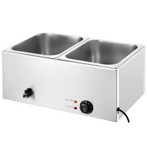 Scaldavivande Professionale Commerciale 24QT 1200W Elettrico a Vapore 2 Vasche in Acciaio Inox Buffet Bain Marie Manuale da Banco 8 - Product Image 5