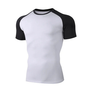 T-shirt de compression pour homme 100% coton, jersey uni, sérigraphie, manches courtes, séchage rapide, écologique, 4XL, entraînement fitness - Product Image 1