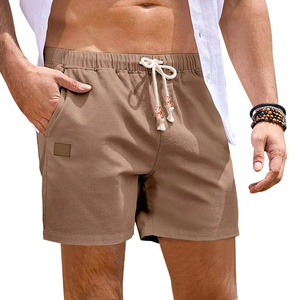 Shorts de course pour hommes, coupe boardshort, avec bordure réfléchissante, impression numérique unie, logo frontal, écologiques, séchage rapide, fermeture à cordon de serrage - Product Image 1