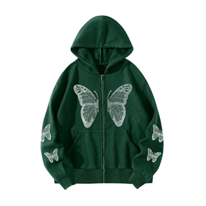 Best Selling 2026 Winter Arrival Men Casual Rhinestone <b>Thick</b> <b>Fleece</b> 100% Cotton Solid High Quality Breathable Pocket Hoodies - Product Image 1