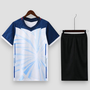 Ensemble d'uniformes de volley-ball pour hommes, maillot sans manches et short imprimés par sublimation, genouillères, évacuation de l'humidité, séchage rapide, style ajusté, devant - Product Image 5