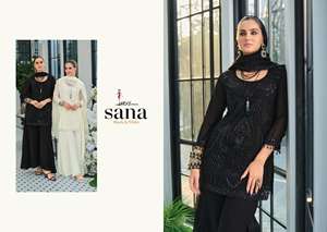 Traje Palazzo Premium de Georgette Auténtico con Bordados, Elegante Conjunto Étnico de Kurta y Palazzo de Diseñador, Atuendo de Fiesta para Mujer - Product Image 4