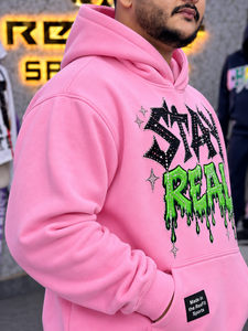 Custom Mens <b>Pink</b> Pullover Hoodie Oversized Streetwear logo Graphic Fleece <b>Sweatshirt</b> Heavyweight Winter Top custom Label OEM - Product Image 3