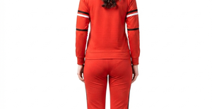 Survêtement de maternité rouge pour femme, manches longues, col rond, couleur unie, pantalon décontracté avec poches latérales, taille élastique, vêtements d'automne - Product Image 6