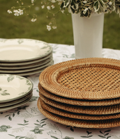 Assiette rustique en rotin, artisanale du Vietnam, assiette de présentation ronde, plateau de service, décoration de table en rotin naturel tissé, 33 cm