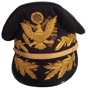 Gorras con visera bordadas para bandas de marcha, al por mayor, con diseños de hilo de latón francés y viseras de Mylar a cuadros, para exteriores - Product Image 2