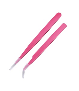 Ensemble de 4 pinces à cils avec logo personnalisé OEM, poignée diamantée, pointe en acier inoxydable - Product Image 2