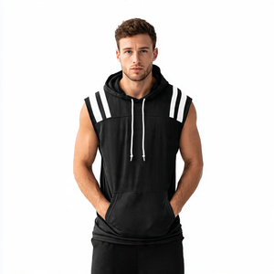 Hauts à capuche sans manches de football pour hommes, coupe épaule, haute qualité, 100% polyester, pour l'entraînement - Product Image 2
