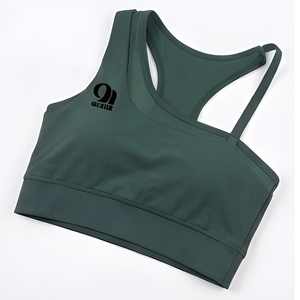 Arnis Women Sports Bra Racerback Solid Color Breathable Medium <b>Support</b> Fitness Activewear Seamless <b>Crop</b> <b>Top</b> - Product Image 5