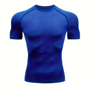Camiseta de Compresión Ajustada para Hombre, Manga Corta, Diseño Sólido, Transpirable, de Secado Rápido, para Correr, Gimnasio, Ejercicios al Aire Libre - Product Image 1