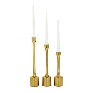 Gold Cast Aluminium Decorative <b>Set</b> of 3 Candlestick Metal <b>Candle</b> Decorative Holder for Home and Gift - Product Image 1