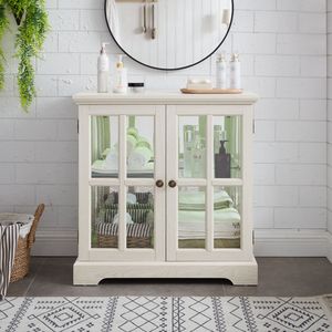 Vitrine LED avec design rétro, étagères réglables et portes grillagées de qualité, buffet antique - Product Image 5