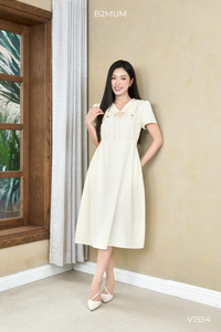 B2 MUM V1554 สำหรับชุดเดรสทรงเอผ้าลินิน เอวยางยืด ชั้นเดียว เนื้อผ้านุ่ม ยืดหยุ่น ลายดอกไม้ เป็นมิตรกับสิ่งแวดล้อม ระบายอากาศได้ดี สองด้าน - Product Image 3