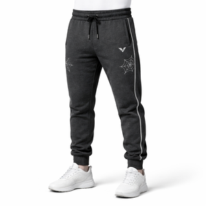Pantalones Deportivos Gris Oscuro con Estampado Gráfico, Mezcla de Algodón, Corte Ajustado, Estilo Casual Urbano, con Cordón y Bolsillos - Product Image 3