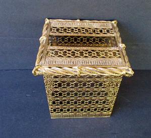 Porte-mouchoirs en métal doré orné de filigrane, boîte à serviettes décorative en forme de panier, idéal pour la cuisine et la table de chevet - Product Image 4