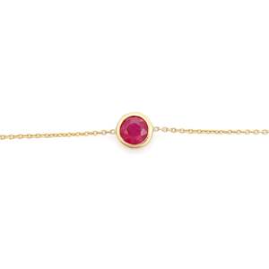 14K Solid Gold Solitaire Ruby Chain <b>Bracelet</b> <b>for</b> <b>Girlfriend</b> - Product Image 2