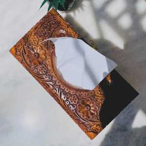 Portapañuelos de Madera Tallada con Diseño Floral de Primera Calidad, Elegante para Decoración del Hogar de Alta Gama, Tradebyd - Product Image 1