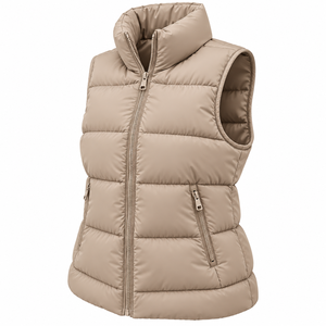 Custom <b>Women</b> Puffer <b>Vest</b> Sleeveless Winter Jacket Padded Bodywarmer Stand Collar Solid Color Custom <b>Womens</b> Puffer Waistcoat - Product Image 5