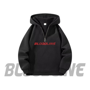 Custom Bloodline logo Unisex Oversized Half Zip Hoodie with Breathable Cotton Casual Travel Pullover hoodies - Product Image 1