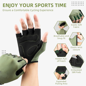 Guantes de Ciclismo para Hombre y Mujer - Guantes de Bicicleta Transpirables de Medio Dedo - Guantes Acolchados con Absorción de Impactos para Ciclismo y Entrenamiento - Product Image 4