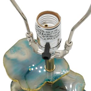 Lampe de table en tranche d'agate verdante D15x29.5 avec base en marbre - Product Image 6