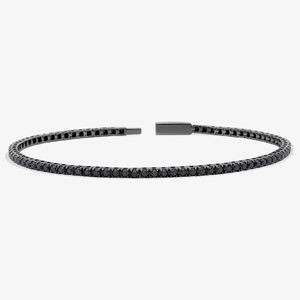 Women's Luxury Black Diamond Tennis <b>Bracelet</b> with Round Brilliant Cut and Filled Diamonds in Black Rhodium-Plated White Gold - Product Image 3