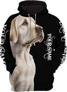 Sweat-shirt à capuche pour homme avec impression personnalisée de chien Labrador, noir, impression 3D intégrale, décontracté, avec poche, vêtement d'automne, sublimation - Product Image 6