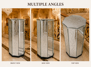 Venetian Round Oval Pedestal Wall <b>Mirror</b> Etched Floral Beveled Frame Antique <b>Silver</b> Full Length Decorative Luxury Handmade Home - Product Image 5