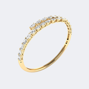 5.20CTW Lab Grown Pear Cut Diamond Oval Prong Set 9K Gold Plated IGI Certified Luxury Bangle Cuff <b>Bracelet</b> - Product Image 5