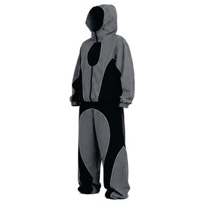 Ensemble de survêtement unisexe à capuche, couleur unie, coupe-vent durable, 100 % polyester, vêtements d'hiver décontractés de haute qualité, coupe régulière, fermeture éclair - Product Image 3
