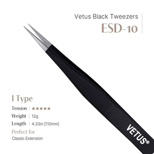 [Private Label] High Precision Black Vetus Eyelash Extension tweezer [ESD-10] Anti-static Wholesale Premium Stainless Lash Tools - Product Image 6