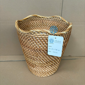 Tall Woven Rattan <b>Storage</b> <b>Basket</b> Bins Oval Shape Handwoven Natural Weave Eco Friendly Organizer <b>Basket</b> Wholesale Bulk Supplier - Product Image 2