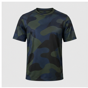 Camiseta de Manga Corta para Hombre con Cuello Redondo y Estampado de Camuflaje Curvo en Color Petrol, Modelo MTS-CAMO-0045 - Product Image 1