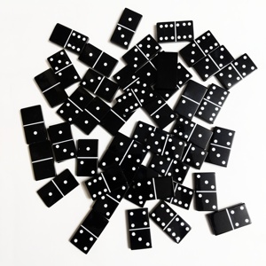 Handcrafted Yellow Domino Game Storage Box with Stylish Black Domino Pattern, Decorative Domino <b>Holder</b> for Home Game and <b>Table</b> - Product Image 2