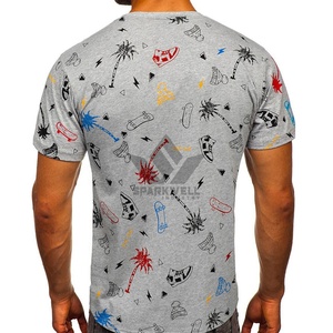 Men's Gray Skateboard Palm <b>Tree</b> Graphic T-Shirt Short Sleeve O-Neck 100% Cotton Jersey <b>Slim</b> Fit Casual Printed Tee - Product Image 3