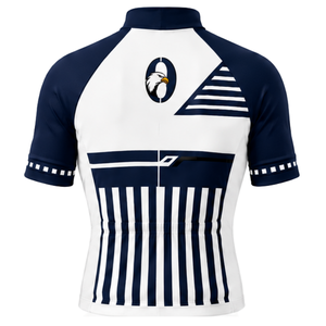 Maillot de Ciclismo Azul Marino y Blanco de Manga Corta con Cierre, Camiseta de Ciclismo Transpirable para Entrenamiento y Carreras - Product Image 2