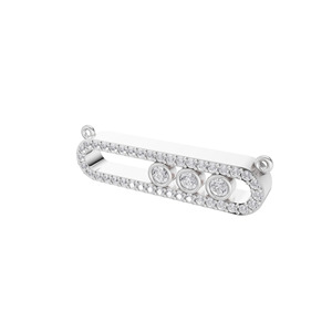 Pendentif Aarinya en or 9 carats plaqué or, serti de diamants de laboratoire certifiés IGI, tendance, brillant, horizontal, allongé, pavé, cage, 3 pierres - Product Image 4