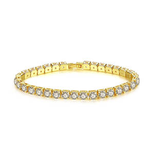 Gold Plated Solitaire Moissanite Tennis <b>Bracelet</b> Channel Setting Luxury GRA Certified Unisex High Polish Wrist - Product Image 3