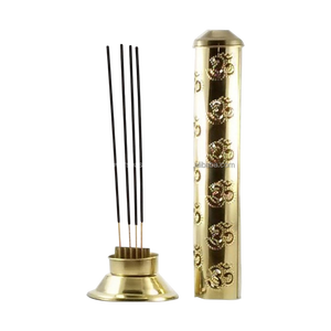 Quemador de fragancias portátil de latón popular para varillas de incienso con grabado Om al mejor precio - Product Image 1