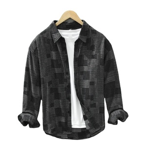 Camisas de hombre de alta calidad de manga larga camisa de mezclilla Vintage logotipo personalizado Casual trabajo algodón abotonado camisa de invierno - Product Image 1