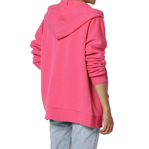Sudadera con Capucha Rosa con Cremallera, Oversize, de Forro Polar, Color Liso, Casual, Unisex, para Otoño, Ajuste Regular, Manga Larga 2026 - Product Image 2