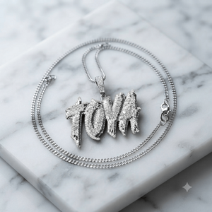 Colgantes de Letras Personalizadas con Estilo Hip Hop Moderno, Unisex, en Plata de Ley 925 con Baño de Rodio y Moissanita, Iniciales con Nombre, Collar con Dijes - Product Image 3