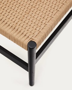 Banco Minimalista de Cuero Tejido a Mano con Patas de Madera – Elegante Banco Contemporáneo para Entrada, Dormitorio y Sala de Estar - Product Image 5