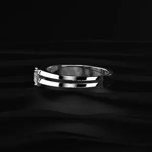 <b>Plain</b> Band Princess Cut Lab Grown Diamond D-E Color VVS-VS Clarity Gold Plated Men's Luxury Wedding <b>Ring</b> Buy Direct Indian - Product Image 4