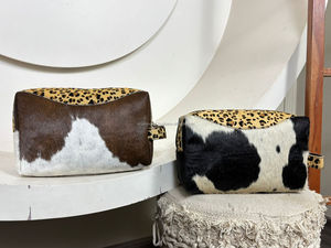 Sac de maquillage et de toilette en cuir véritable à imprimé léopard pour femmes 2025, nouvelle mode, cuir de vache durable, fermeture éclair, organiseur de cosmétiques - Product Image 4